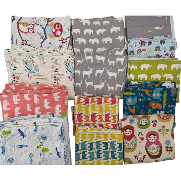 NEW BABY BLANKET Handmade Cotton & Flannel 35x40 Colorful Jungle Animals Fabric - Picture 5 of 6